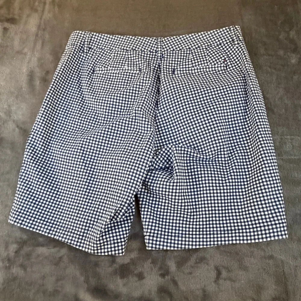 Tommy Hilfiger Gingham Plaid Shorts Blue White Casual Stretch Women Size 8 32x9